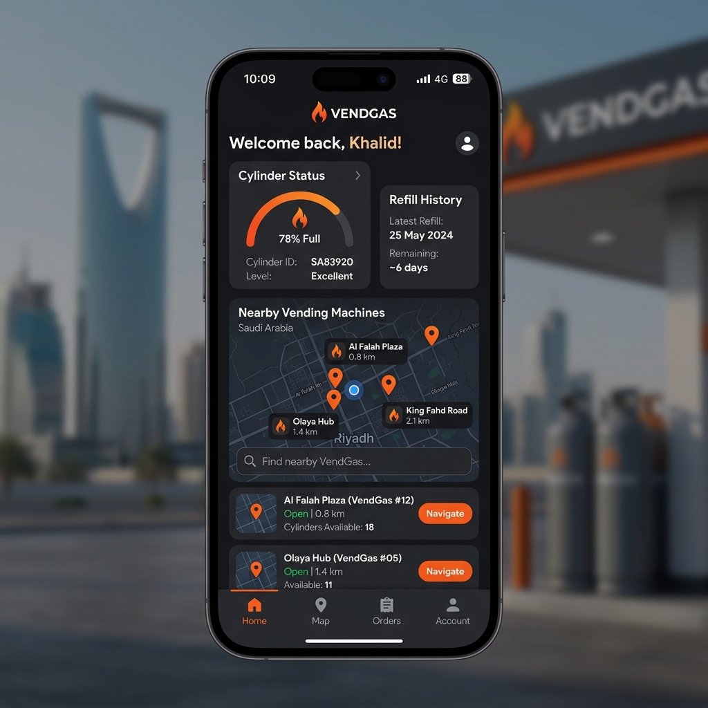 VendGas Mobile App Mockup